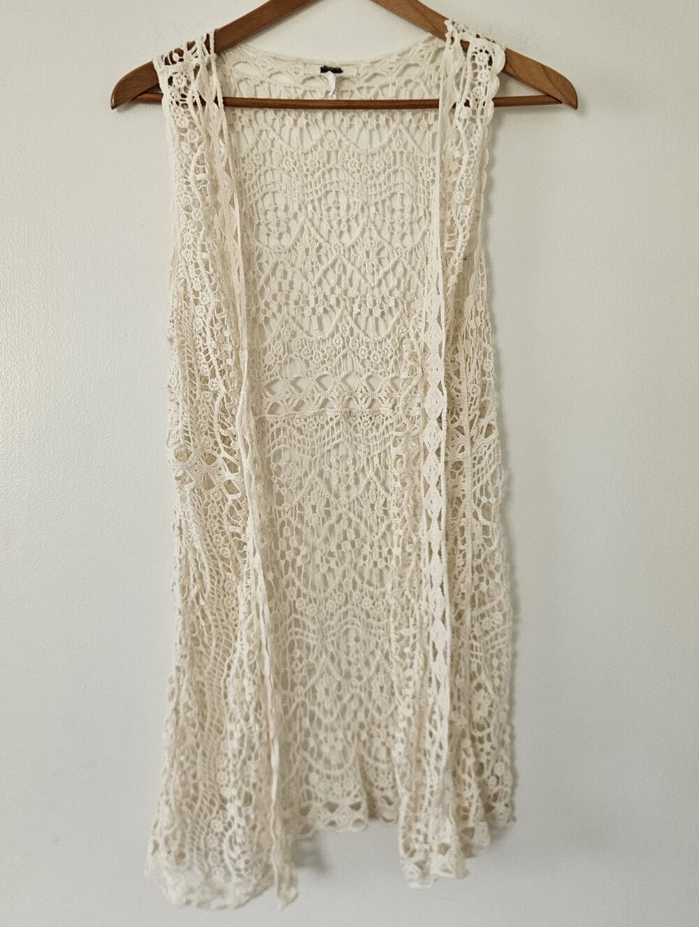 Mudd Womens Vest S M Crochet Y2K Ivory Boho Cottage Earthy Coquette Country